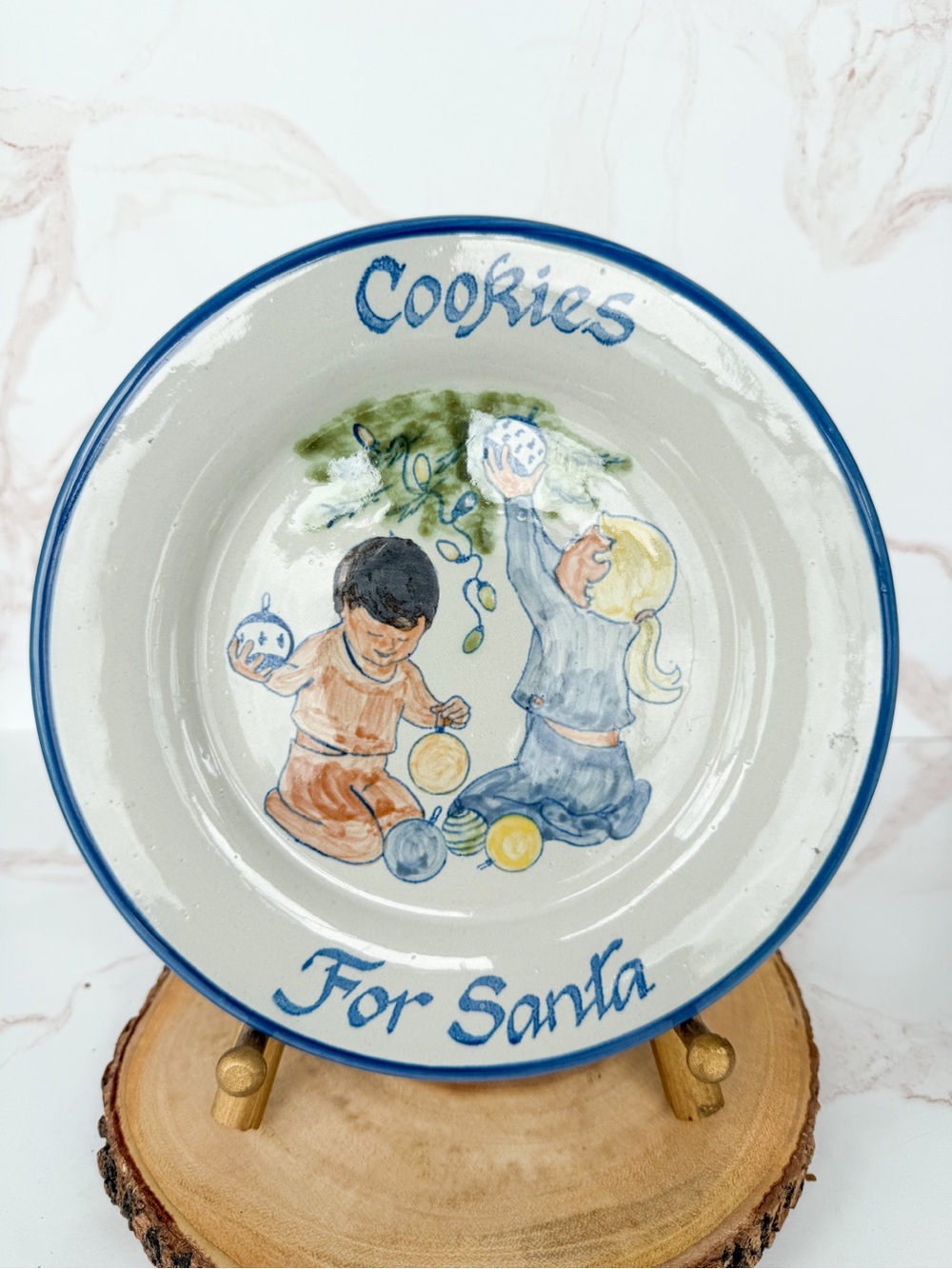 Vintage Louisville Stoneware Cookies for Santa Christmas Plate Holiday